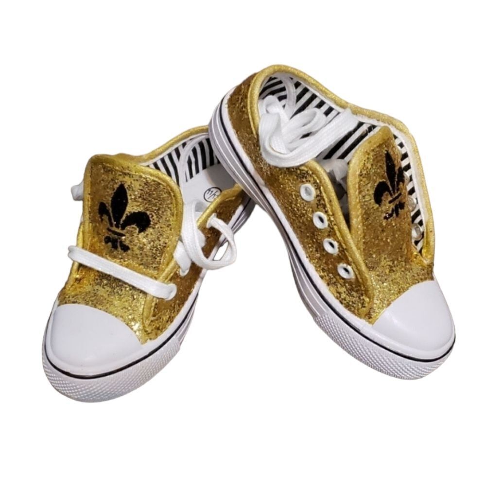 🆕️Kids Saints fleur-de-lis glitter shoes